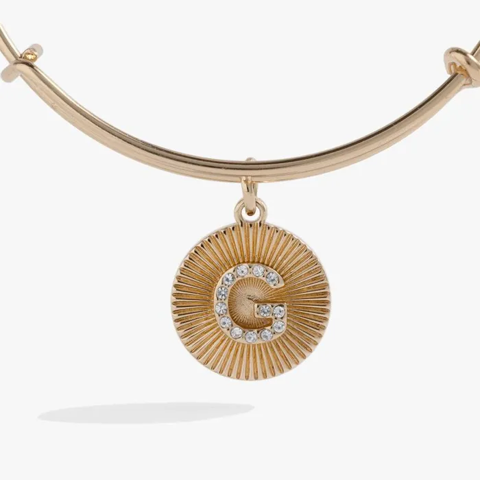 Bracelets Women Alex And Ani Initial G Pave Starburst Texture Bangle Gold