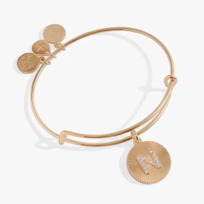 Bracelets Women Alex And Ani Initial N Pave Starburst Texture Bangle Gold