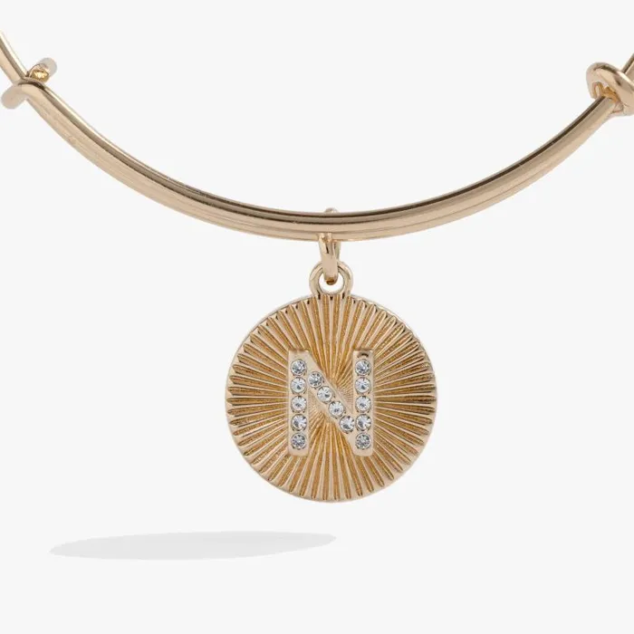 Bracelets Women Alex And Ani Initial N Pave Starburst Texture Bangle Gold