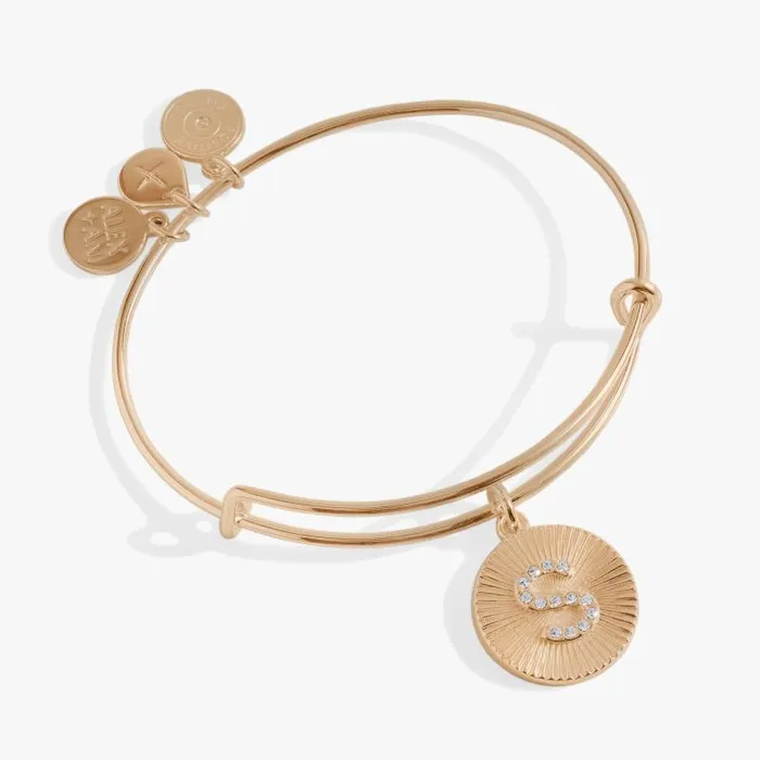 Bracelets Women Alex And Ani Initial S Pave Starburst Texture Bangle Gold