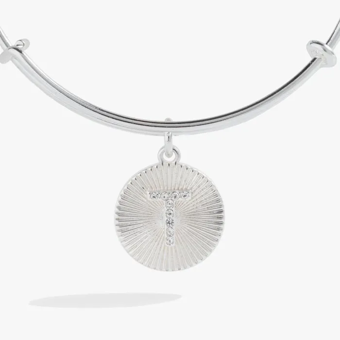 Bracelets Women Alex And Ani Initial T Pave Starburst Texture Bangle Gold