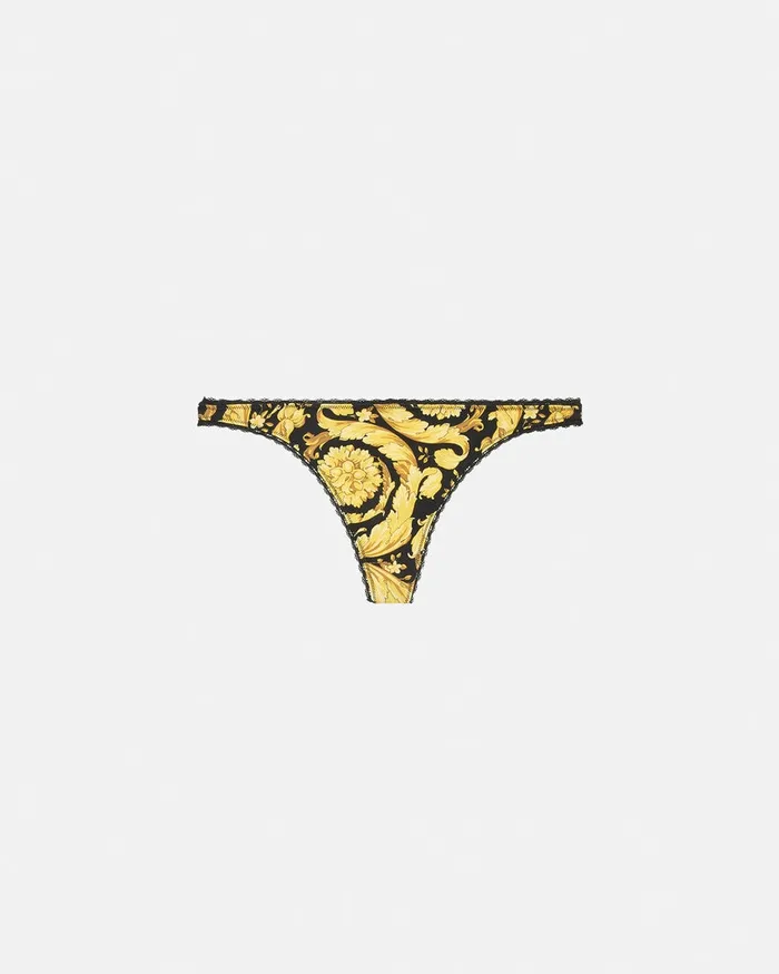 Bras and Briefs Women Versace Barocco Thong Blackprint