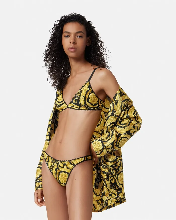 Bras and Briefs Women Versace Barocco Thong Blackprint