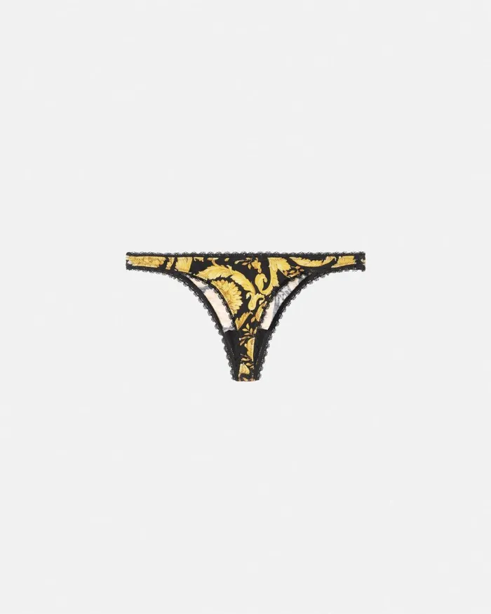 Bras and Briefs Women Versace Barocco Thong Blackprint