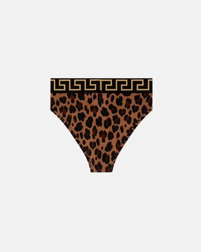 Bras and Briefs Women Versace Leopard Greca Briefs Animalier