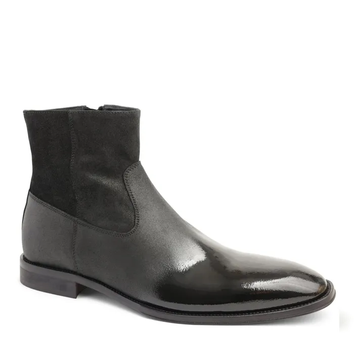 Bruno Magli Armando Patent Ombre Suede Zip Boot 8211 Black Men Dress Shoes