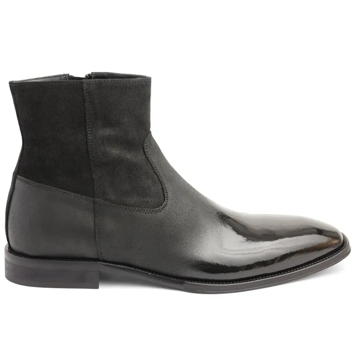 Bruno Magli Armando Patent Ombre Suede Zip Boot 8211 Black Men Dress Shoes