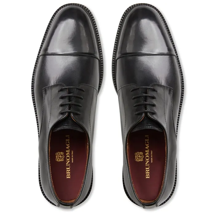 Bruno Magli Aydin Cap Toe Leather DerbyBlack Men Laceups and Oxfords