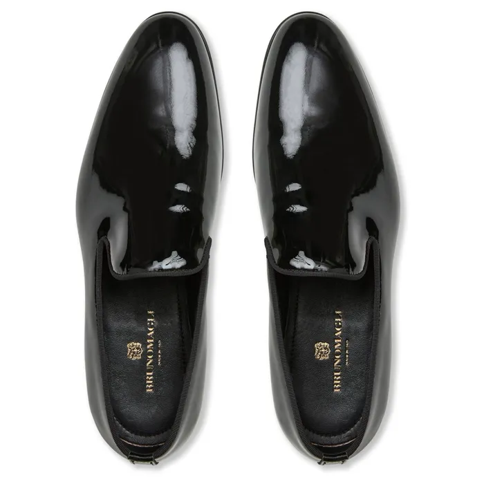 Bruno Magli Danilo ALine Patent Leather Smoking SlipperBlack Men Dress Shoes