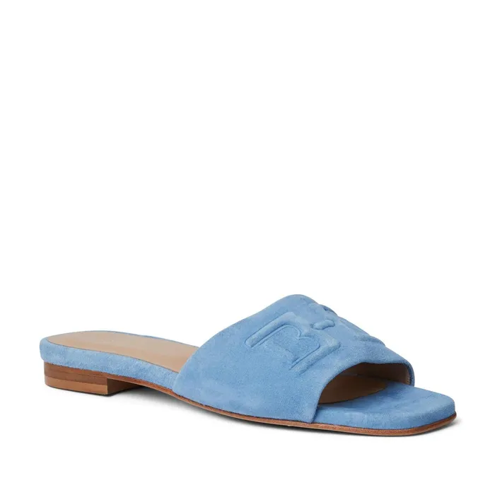 Bruno Magli FABIA Single Banded Slide LIGHT BLUE SUEDE Women Sandals and Slides
