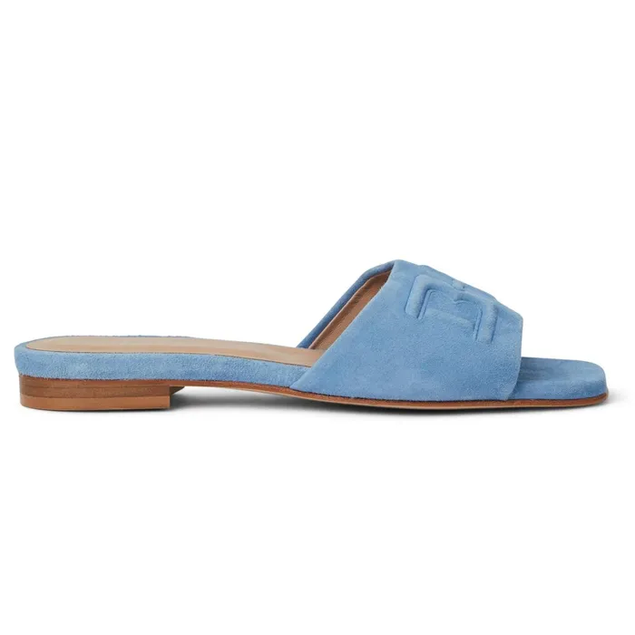 Bruno Magli FABIA Single Banded Slide LIGHT BLUE SUEDE Women Sandals and Slides
