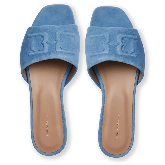 Bruno Magli FABIA Single Banded Slide LIGHT BLUE SUEDE Women Sandals and Slides