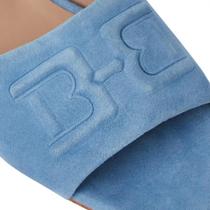 Bruno Magli FABIA Single Banded Slide LIGHT BLUE SUEDE Women Sandals and Slides