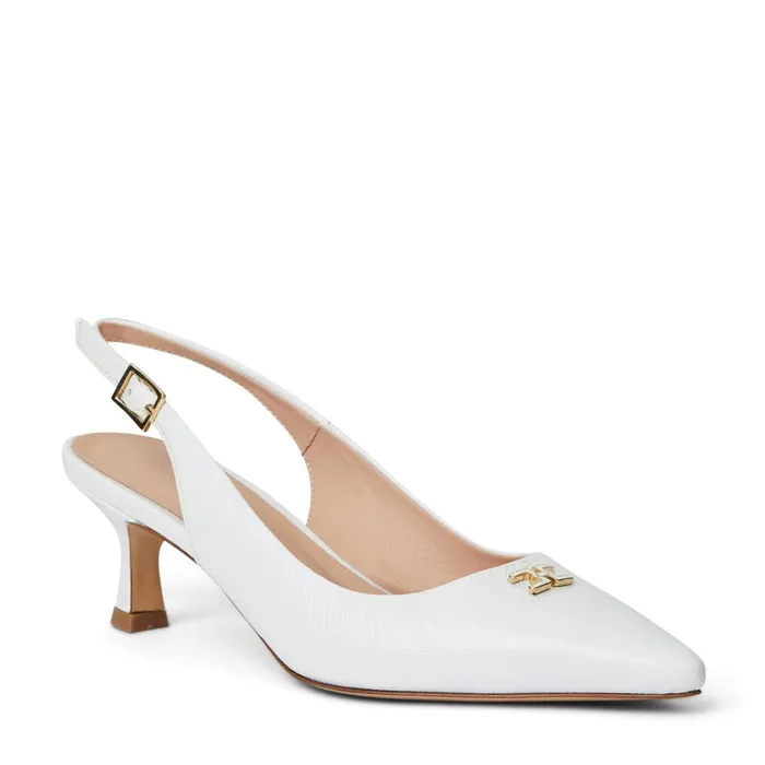 Bruno Magli FIONA Slingback Pump WHITE CRINKLED PATENT Women Heels