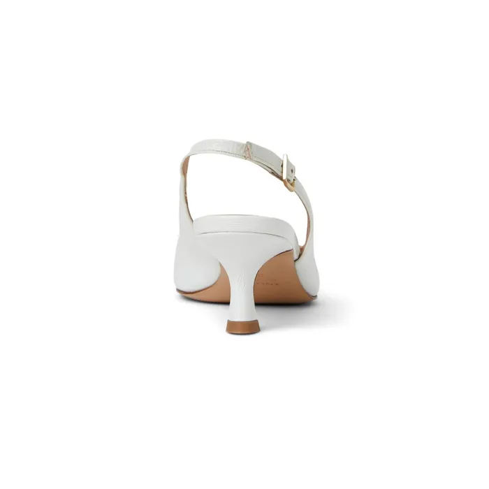 Bruno Magli FIONA Slingback Pump WHITE CRINKLED PATENT Women Heels