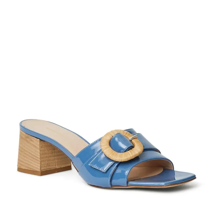 Bruno Magli PAGE Single Band Sandal BLUE PATENT Women Sandals and Slides