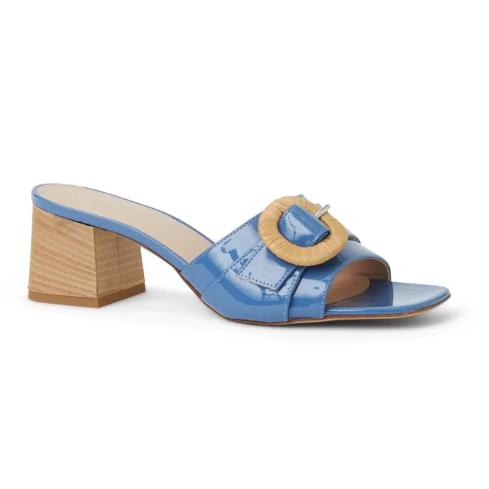 Bruno Magli PAGE Single Band Sandal BLUE PATENT Women Sandals and Slides