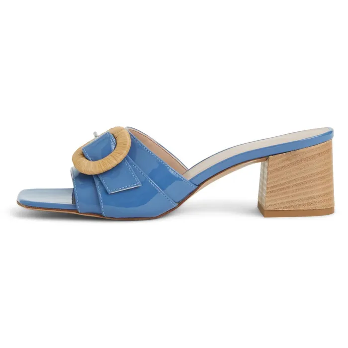 Bruno Magli PAGE Single Band Sandal BLUE PATENT Women Sandals and Slides