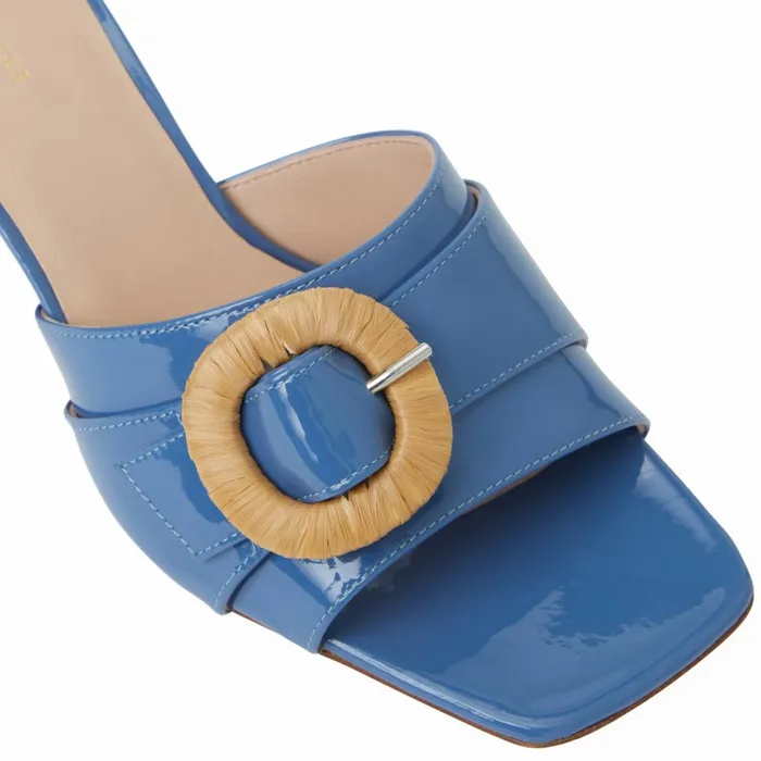 Bruno Magli PAGE Single Band Sandal BLUE PATENT Women Sandals and Slides