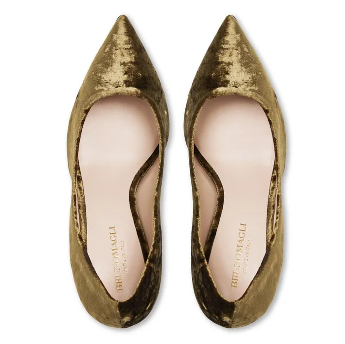 Bruno Magli Telma Pointed Toe Pump Olive Velvet Women Evening Bruno Magli Telma Pointed Toe Pump Olive Velvet Women Evening