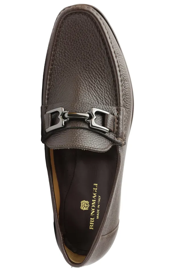 Bruno Magli Trieste Classic Leather Moccasin 8211 Dark Brown Cervo Men Loafers and Slipons