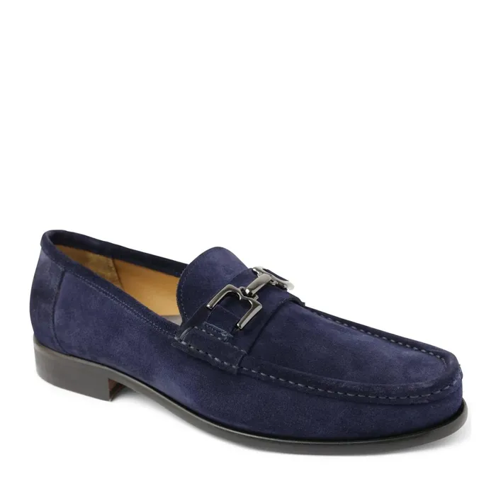 Bruno Magli Trieste Classic Leather Moccasin 8211 Navy Suede Men Loafers and Slipons
