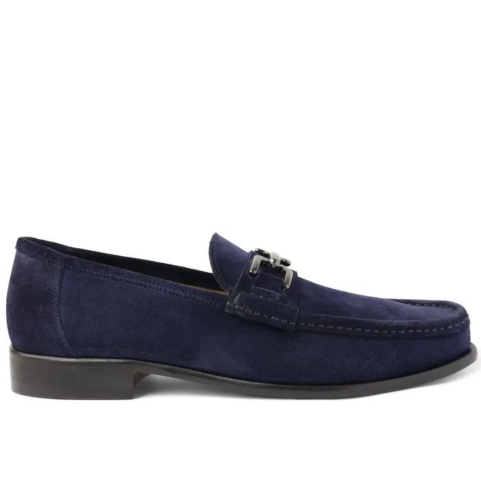 Bruno Magli Trieste Classic Leather Moccasin 8211 Navy Suede Men Loafers and Slipons