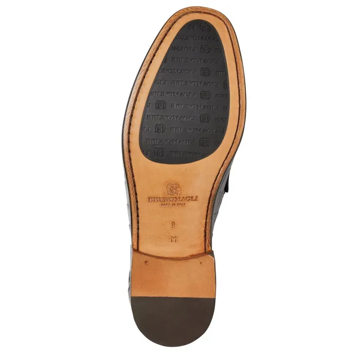 Bruno Magli Trieste Classic Moccasin Black Croc Men Casual Shoes