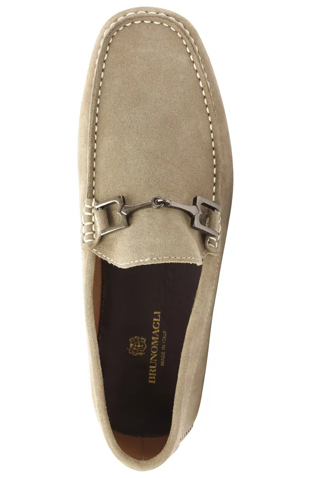 Bruno Magli Xander Suede Driving Moccasin 8211 Taupe Men Dress Shoes