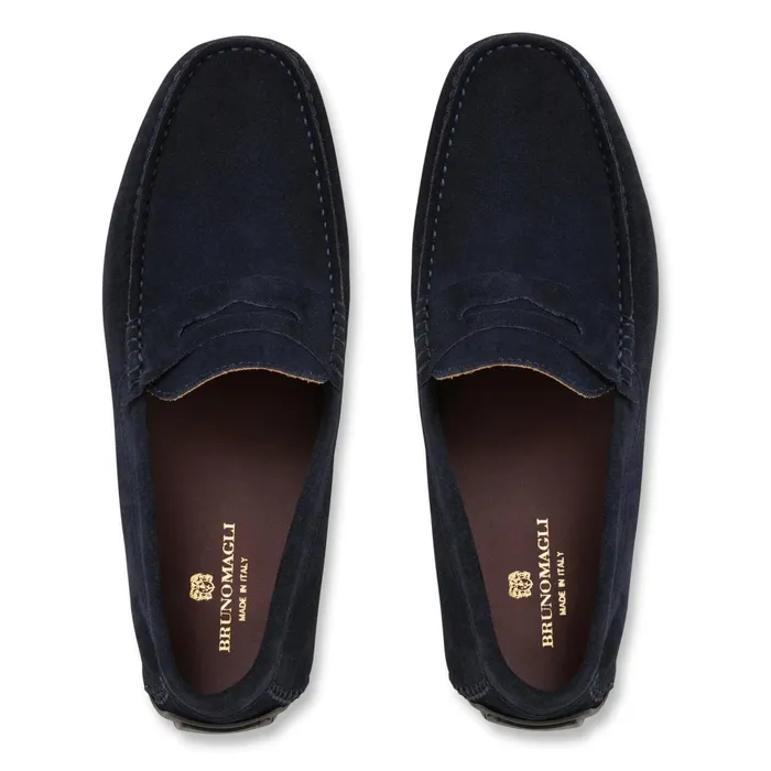 Bruno Magli XANE CASUAL SUEDE SLIPON DRIVING MOCCASINNAVY Men Loafers and Slipons