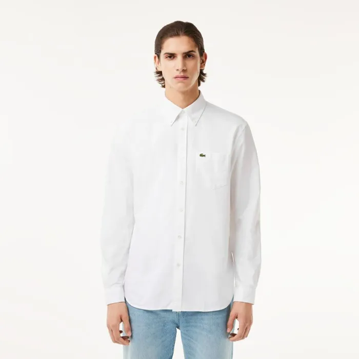 Button Down Shirts Men Lacoste Men039s Regular Fit Cotton Oxford Shirt White 001 Button Down Shirts Men Lacoste Men039s Regular Fit Cotton Oxford Shirt White 001