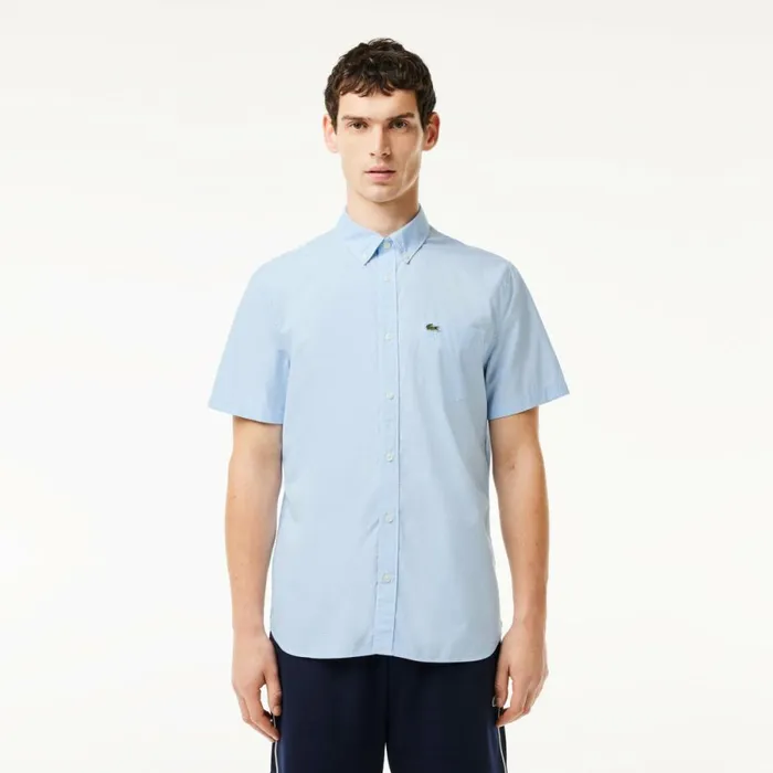 Button Down Shirts Men Lacoste Men039s Regular Fit Gingham Print Shirt White Blue F6z