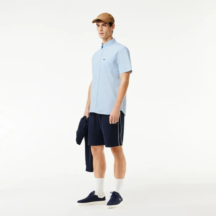 Button Down Shirts Men Lacoste Men039s Regular Fit Gingham Print Shirt White Blue F6z