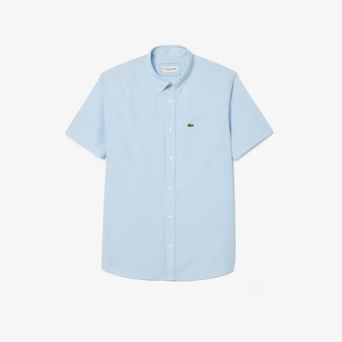 Button Down Shirts Men Lacoste Men039s Regular Fit Gingham Print Shirt White Blue F6z