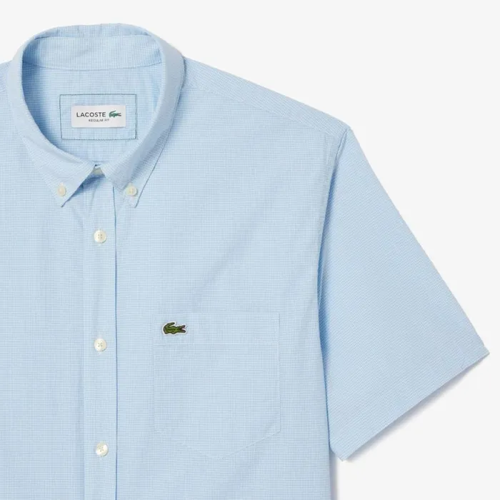 Button Down Shirts Men Lacoste Men039s Regular Fit Gingham Print Shirt White Blue F6z