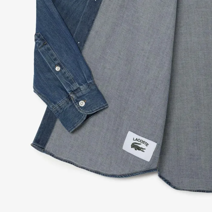 Button Down Shirts Men Lacoste Men039s Regular Fit Organic Cotton Denim Shirt Blue Cdz