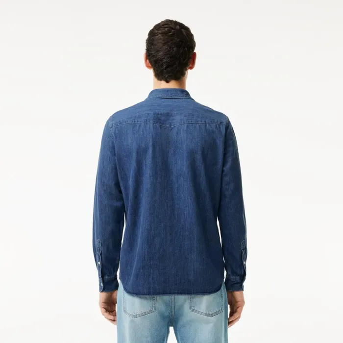 Button Down Shirts Men Lacoste Men039s Regular Fit Organic Cotton Denim Shirt Blue Cdz