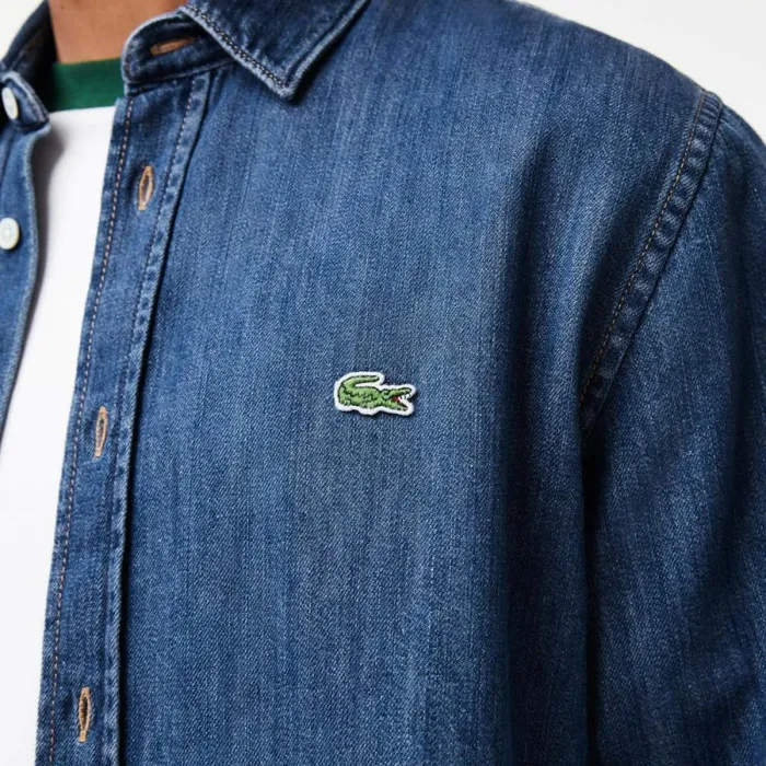 Button Down Shirts Men Lacoste Men039s Regular Fit Organic Cotton Denim Shirt Blue Cdz