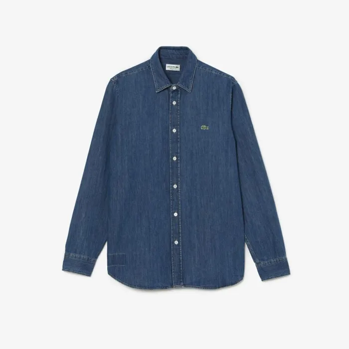 Button Down Shirts Men Lacoste Men039s Regular Fit Organic Cotton Denim Shirt Blue Cdz