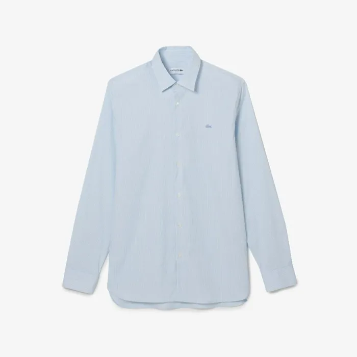 Button Down Shirts Men Lacoste Men039s Slim Fit Check Stretch Poplin Shirt White Blue F6z