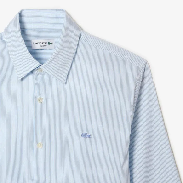 Button Down Shirts Men Lacoste Men039s Slim Fit Check Stretch Poplin Shirt White Blue F6z