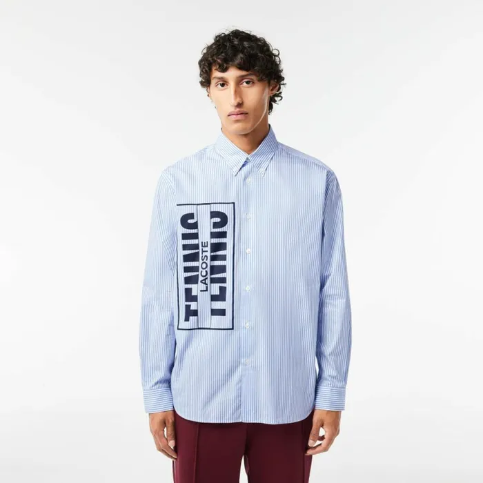 Button Down Shirts MenWomen Lacoste Unisex Contrast Branded Striped Shirt White Blue F6z Button Down Shirts MenWomen Lacoste Unisex Contrast Branded Striped Shirt White Blue F6z