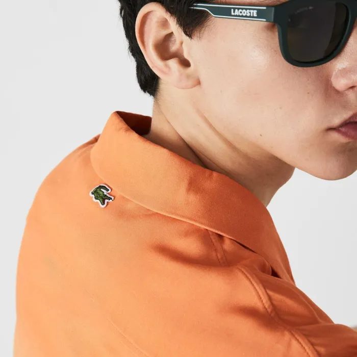 Button Down Shirts MenWomen Lacoste Unisex LIVE Relaxed Fit Gradated Print Shirt Orange White Yellow Z81