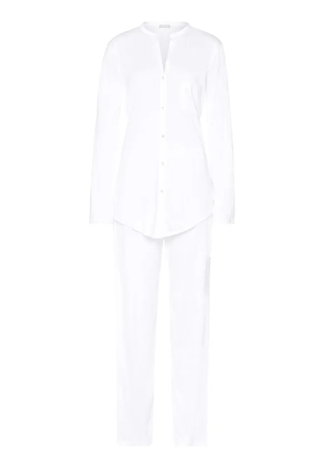 Button Front Cotton Pajama Set White Women HANRO Pajama Sets