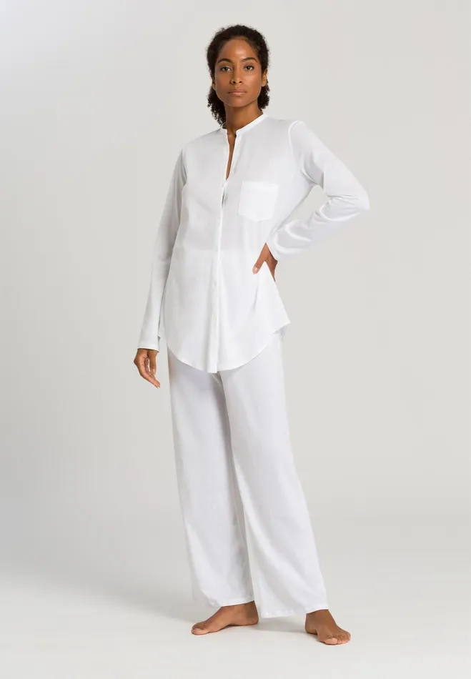 Button Front Cotton Pajama Set White Women HANRO Pajama Sets