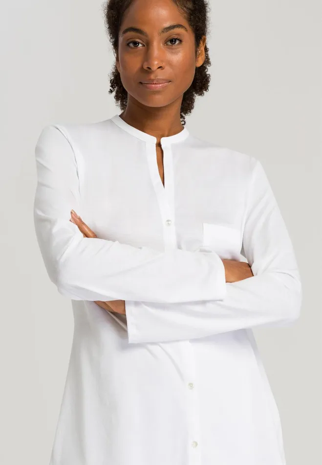 Button Front Cotton Pajama Set White Women HANRO Pajama Sets