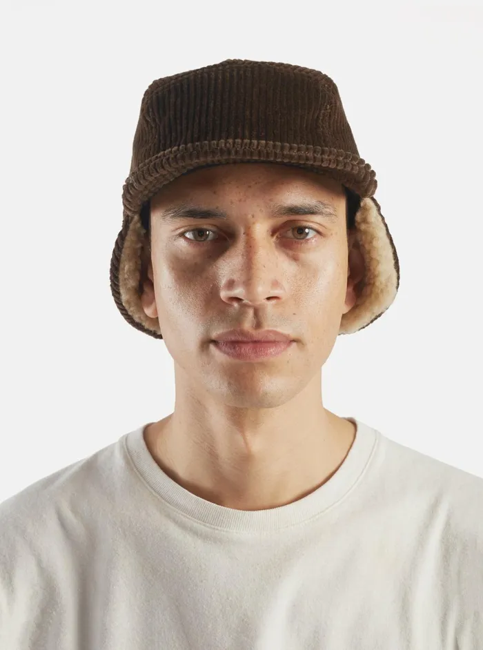 Cableami 5w Cap In Brown Corduroy Men Universal Works Hats
