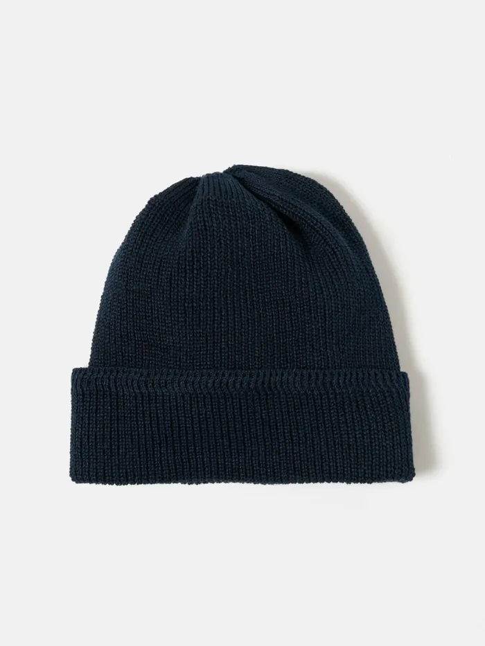 Cableami Waffle Watchcap In Navy Linen Men Universal Works Hats