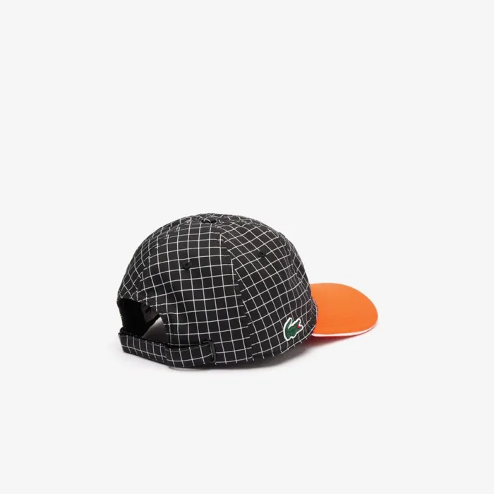 Caps and Hats Men Lacoste Men039s Hardwearing Lightweight Tennis Cap Black Orange Qxi