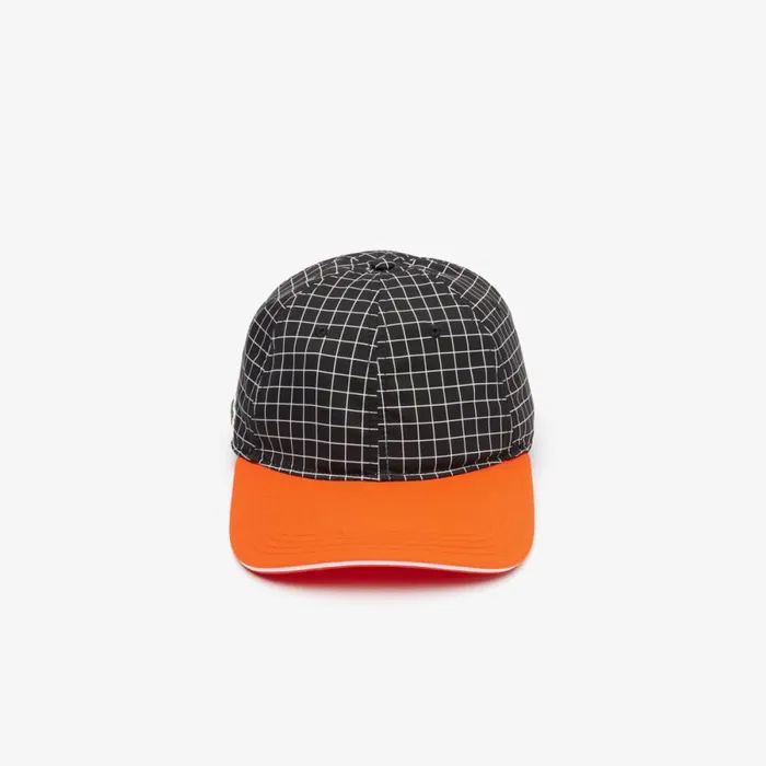 Caps and Hats Men Lacoste Men039s Hardwearing Lightweight Tennis Cap Black Orange Qxi